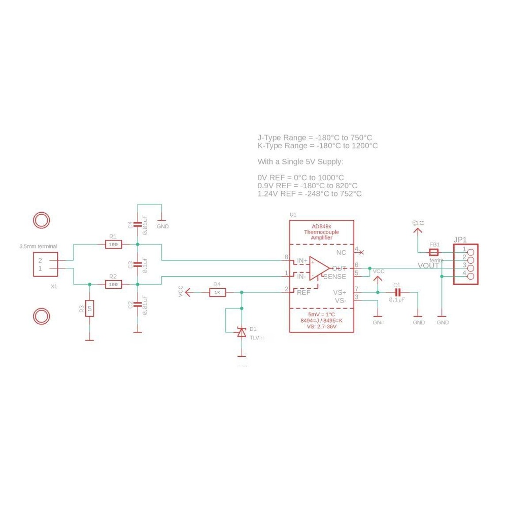 Thermocouple Module K Type - AD8495 K-Typ Thermoelement-Signalverarbeitungsmodul 3-18V Breiter Temperaturbereich