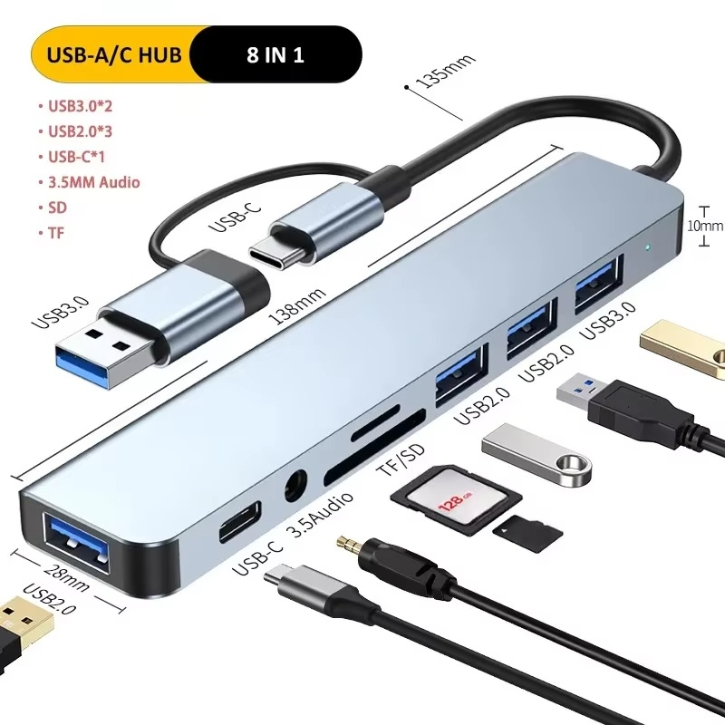 Typ-C-Hub USB-Splitter 8-in-1  – Sd Card Module Bewertung und Preis